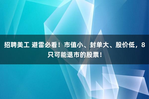 招聘美工 避雷必看！市值小、封单大、股价低，8只可能退市的股票！